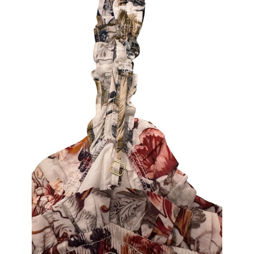 Anthropologie White Floral Tiered Maxi Dress with Red and Blue Accents - Picture 10 of 11